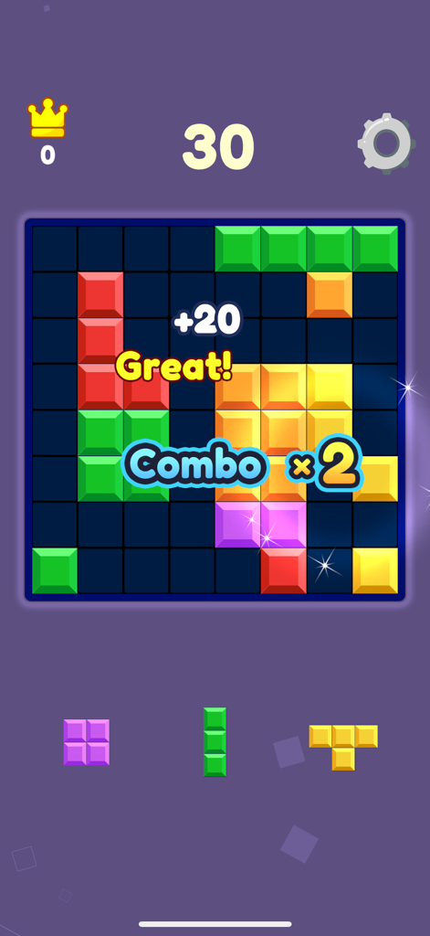 Block Blast - Puzzle Master - Gameplay screenshot of Block Blast Puzzle Master showing a combo streak and colorful blocks on an 8x8 grid