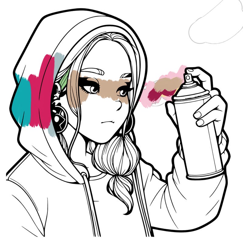 a realistic girl, spray painting