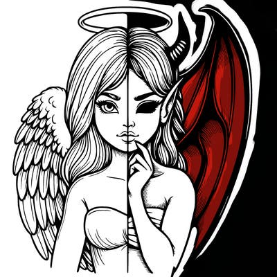 realistic angel half demon