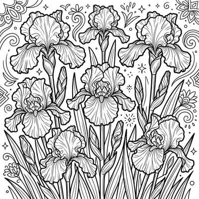 Dive into the beauty of nature with this captivating Tall Bearded Irises coloring page, designed specifically for teens seeking a detailed and engaging artistic outlet. Explore the intricate petals and elegant leaves of these magnificent flowers, ready for your creative touch.