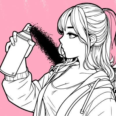a realistic girl spray, painting