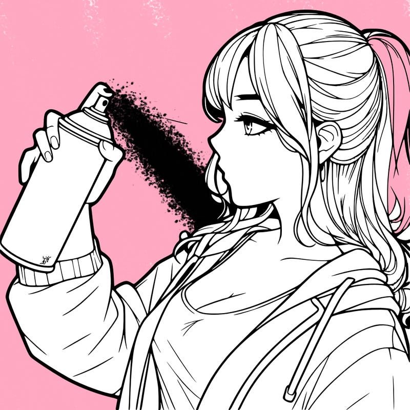 a realistic girl spray, painting
