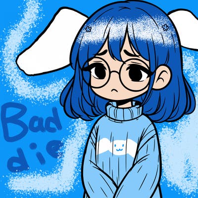 sad girl with glasses in a sweater