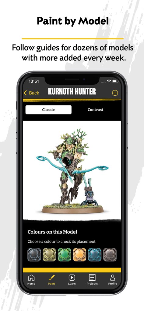 Citadel Colour: The App - Citadel Colour app displaying a painting guide for a Kurnoth Hunter model