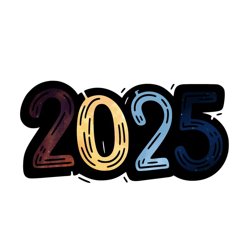 one line scrawled numbers sketch design “2025”