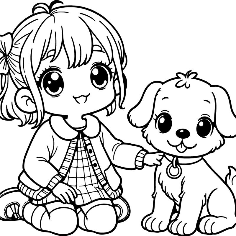 little girl and dog