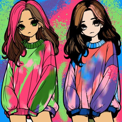 realistic girl with baggy sweater