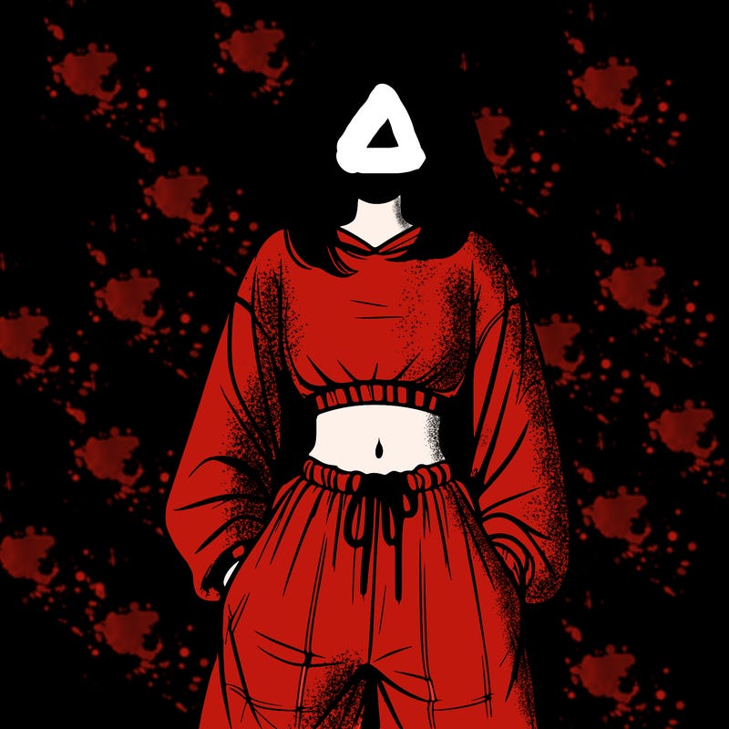 realistic girl faceless with baggy pants and a crop top