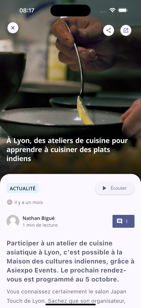 LYONCAPITALE NEWS - Article about cooking classes in Lyon on the Lyon Capitale app