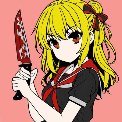 girl holding a knife anime