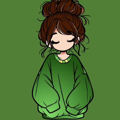 girl with baggy sweatshirt and messy bun