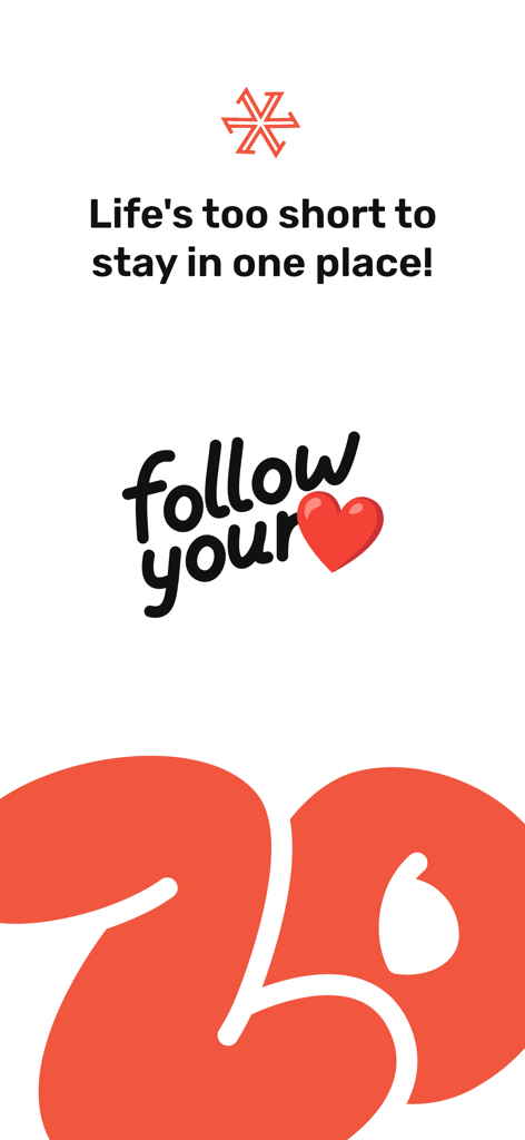 Zostel - Zo Trips - Zostel app intro screen with the text Life is too short to stay in one place and follow your heart