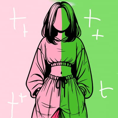 realistic girl faceless with baggy pants and a crop top