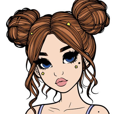 realistic girl with space buns