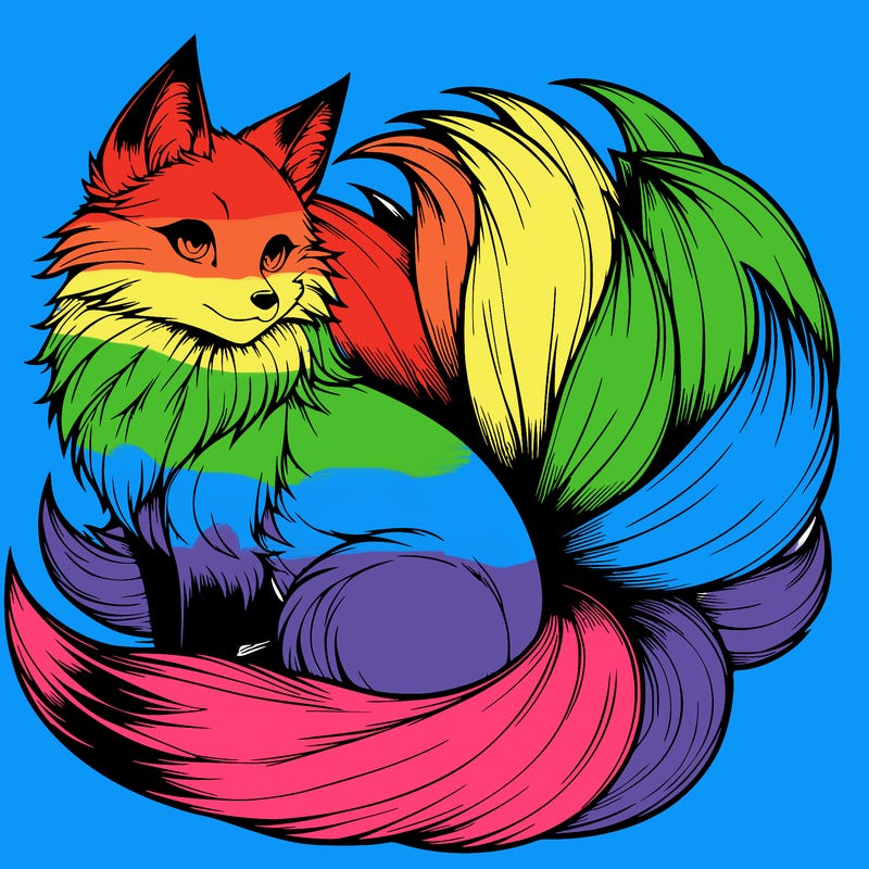 realistic detailed 9 tailed anime fox