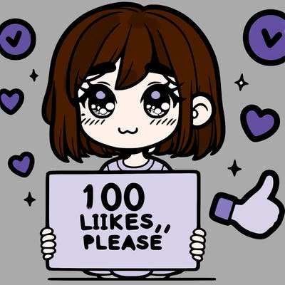 a girl with a sign saying 100 likes, please