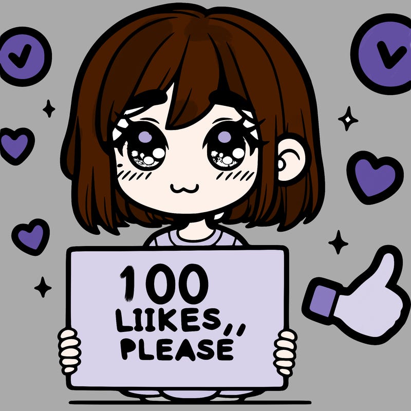 a girl with a sign saying 100 likes, please