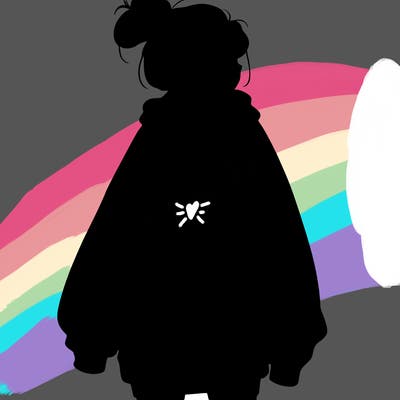 realistic girl with a oversized sweatshirt on and a bun