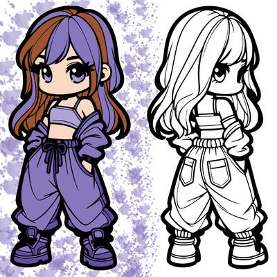 girl in crop top and baggy pants