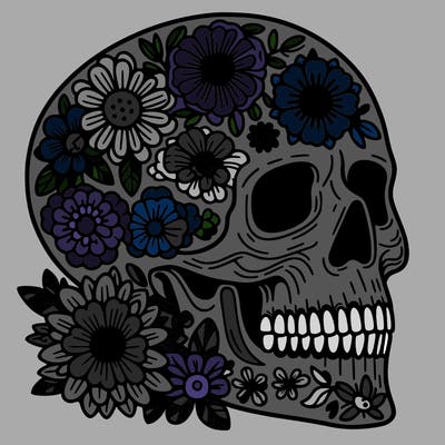 skull with flowers