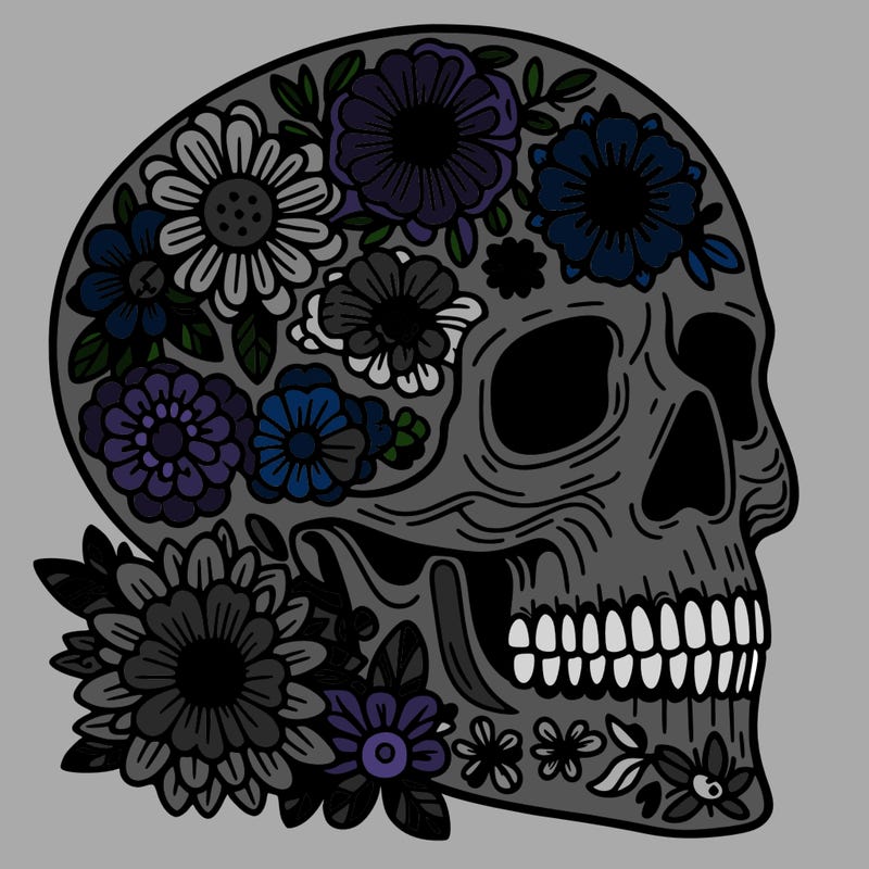 skull with flowers