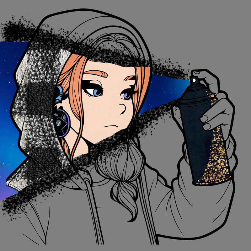 a realistic girl, spray painting