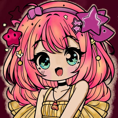 cute anime girl with star accessories