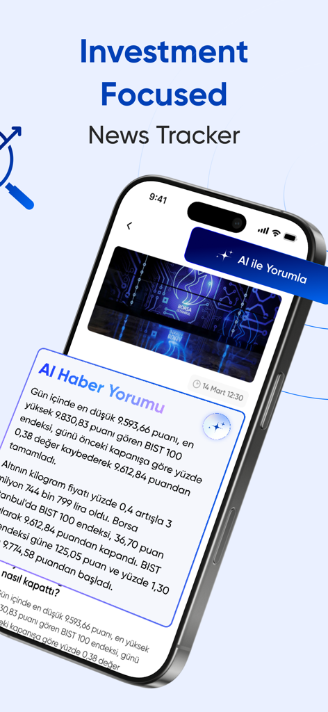 Finapp: Stock Market Analysis - Finapp mobile interface displaying AI-powered stock market news summaries and investment analysis insights
