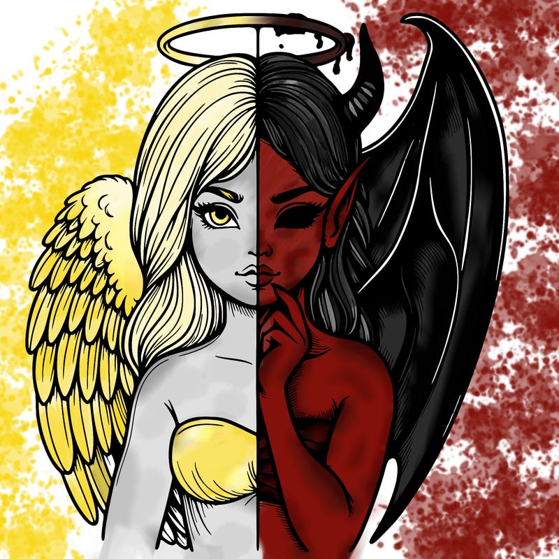 realistic angel half demon