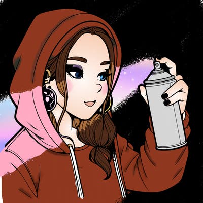 a realistic girl, spray painting