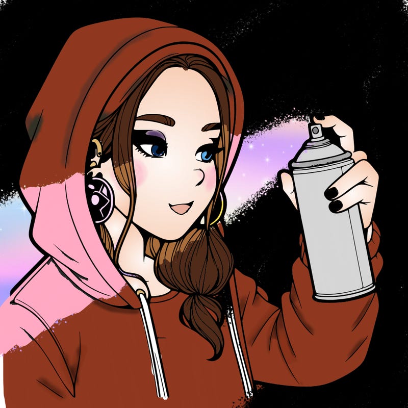 a realistic girl, spray painting
