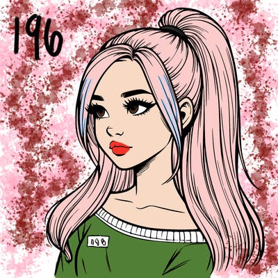 realistic girl with a high ponytail