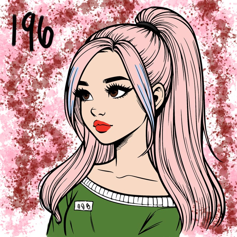 realistic girl with a high ponytail