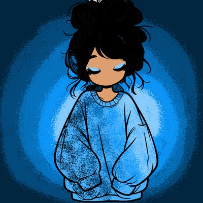 girl with baggy sweatshirt and messy bun