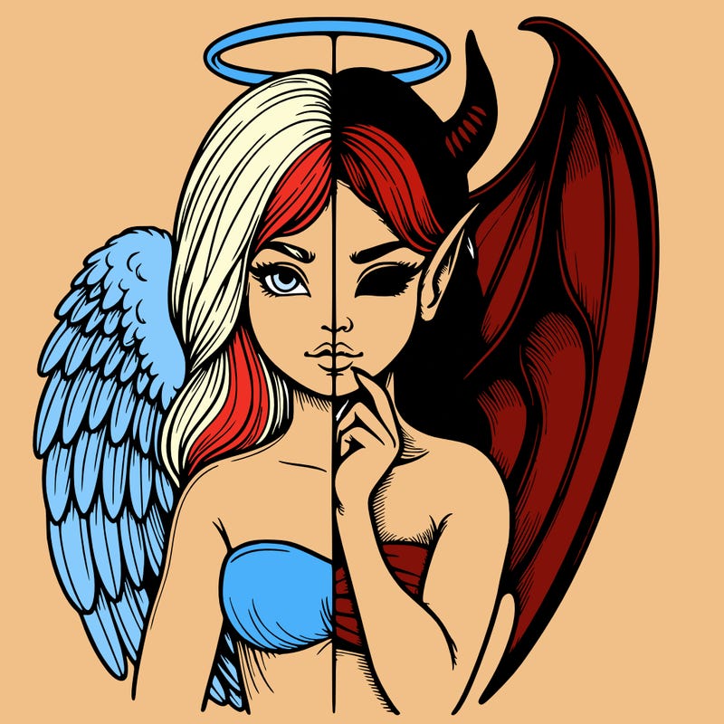 realistic angel half demon