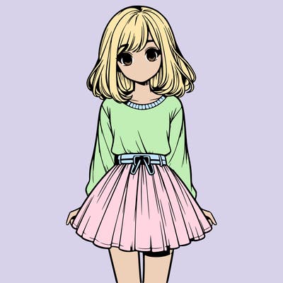 realistic girl with a skirt on