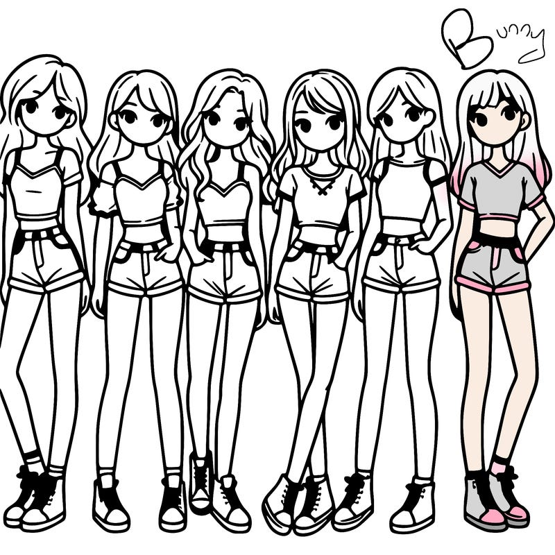 a group of girls wearing crop tops and shorts