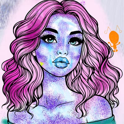 realistic girl with wavy hair and lips