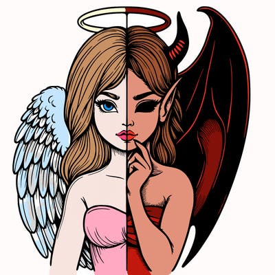 realistic angel half demon