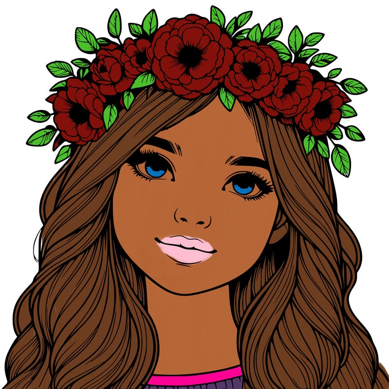 realistic girl with flower crown