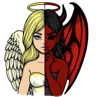 realistic angel half demon