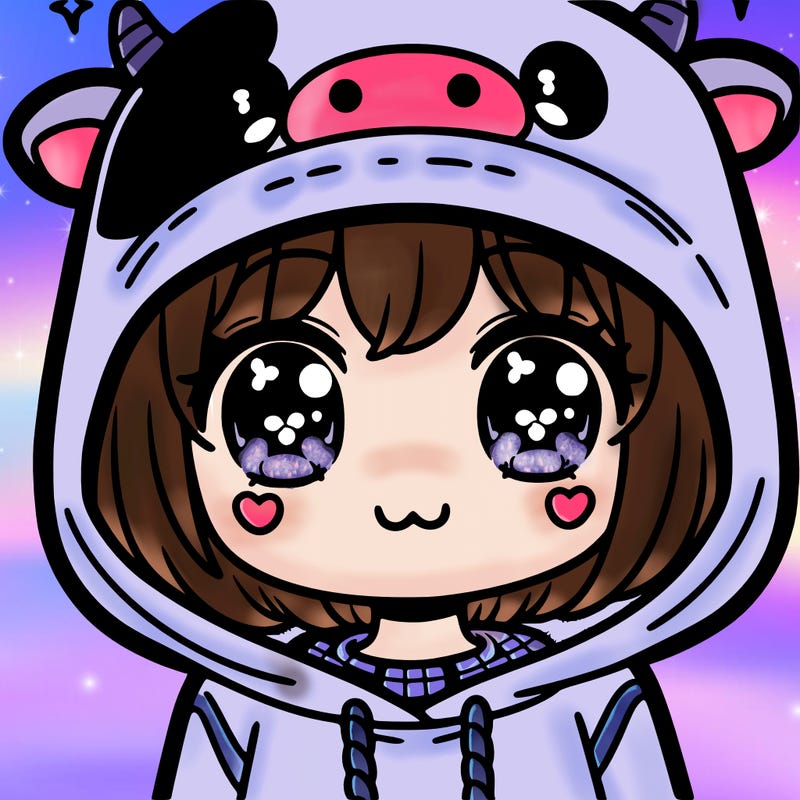 kawaii girl with cow hoodie