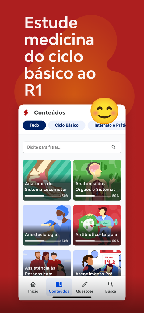 Interface of SanarFlix app showing medical courses including anatomy and anesthesiology