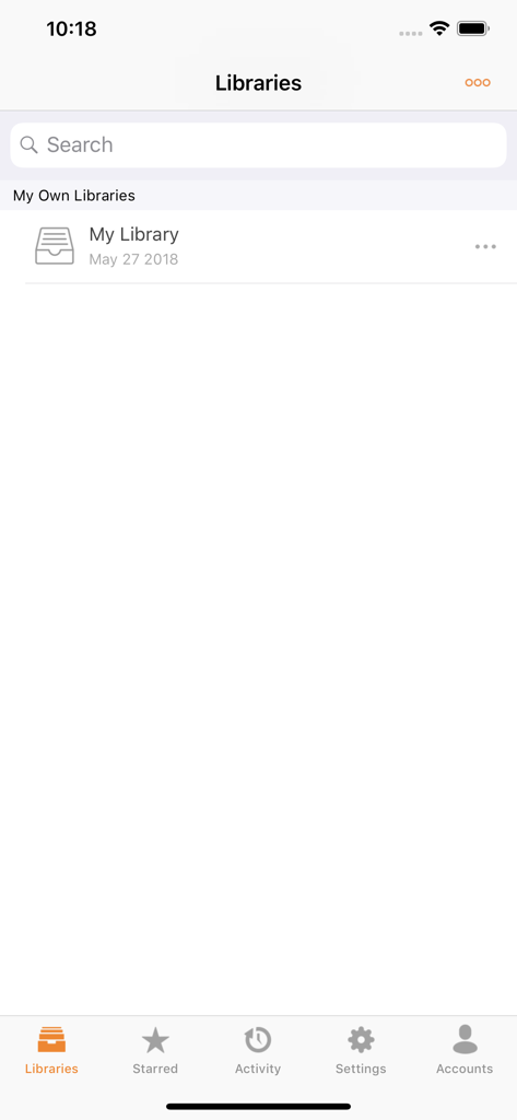 Seafile Pro - Interfaz de la aplicación móvil Seafile Pro que muestra la sección de bibliotecas y la función de búsqueda.