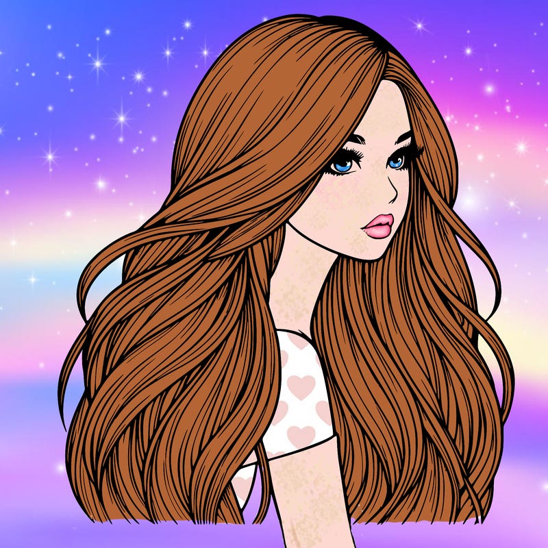 realistic girl with long realistic hair