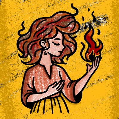woman with fire