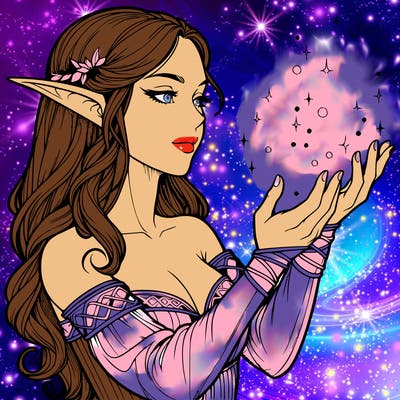 realistic elf girl doing magic