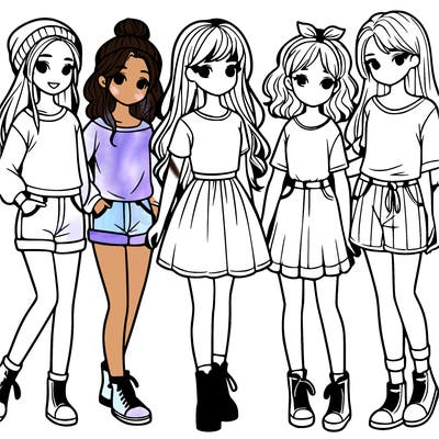 a group of five girls