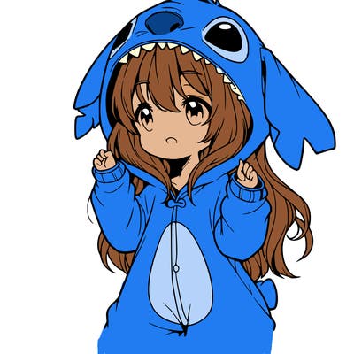 anime girl in a stitch onsie