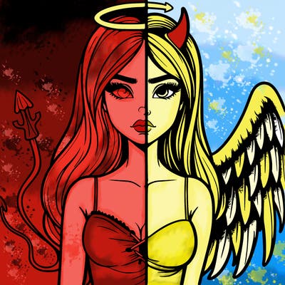 devil vs angel realistic girl